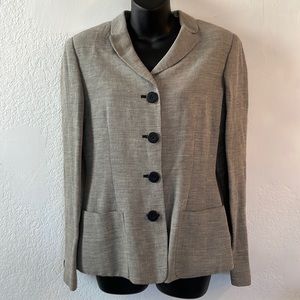 TAHARI Womens Black Houndstooth Blazer Work Jacket Size 6